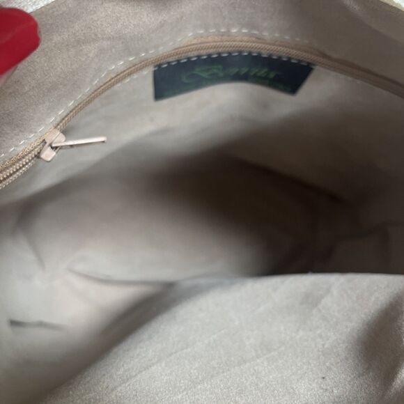 Vintage Rare Unique Metallic Berrita Italian Leather Purse Bag Gold Pockets Zip - Picture 10 of 16